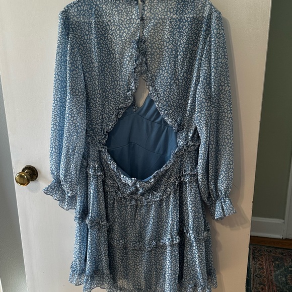 Blue Patterned Ruffle Dress - Picture 2 of 3